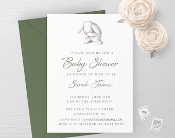 Bunny Baby Shower Invitation, Baby Shower Invitations