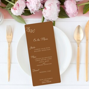 Menu Cards, Wedding Menu Cards, Terracotta Menu Card, Chardonnay Menu, Slim Menu Cards