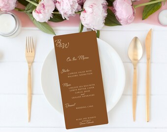 Menu Cards, Wedding Menu Cards, Terracotta Menu Card, Chardonnay Menu, Slim Menu Cards