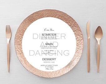 Round Menu Cards, Wedding Menu, Round Wedding Menu