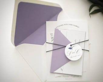 Lavender Wedding Invitation, Printed Invitations, Wedding Invitations, Lavender Wedding Invitation Suite