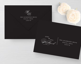 Envelope Addressing, White Ink Print Envelope, Return and Guest Addressed Envelopes, Black Envelopes, Address Printing