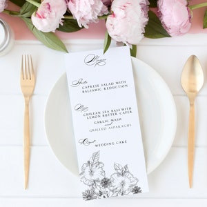Black and White Wedding Menu, Black and White Floral Menu , Wedding Menu