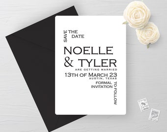 Black and White Save the Date, Save the Dates, White Save the Date