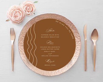 Round Menu Card, Menu Cards, Wedding Menu, Bridal Shower Menu, Party Menu