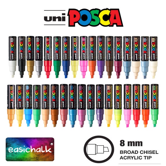 amplia 8 Mm-Conjunto de 4 Colores Fluorescente Uni Posca MARKER Bolígrafo PC-8K