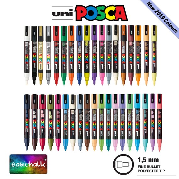Green Tones 4 Pack Wallet Uni POSCA PC-3M Art Marker Paint Pens