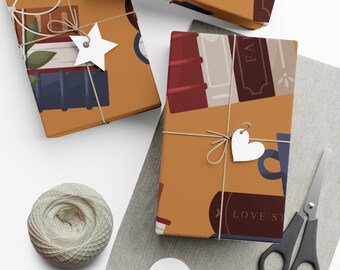 Brown Books Gift Wrap Paper