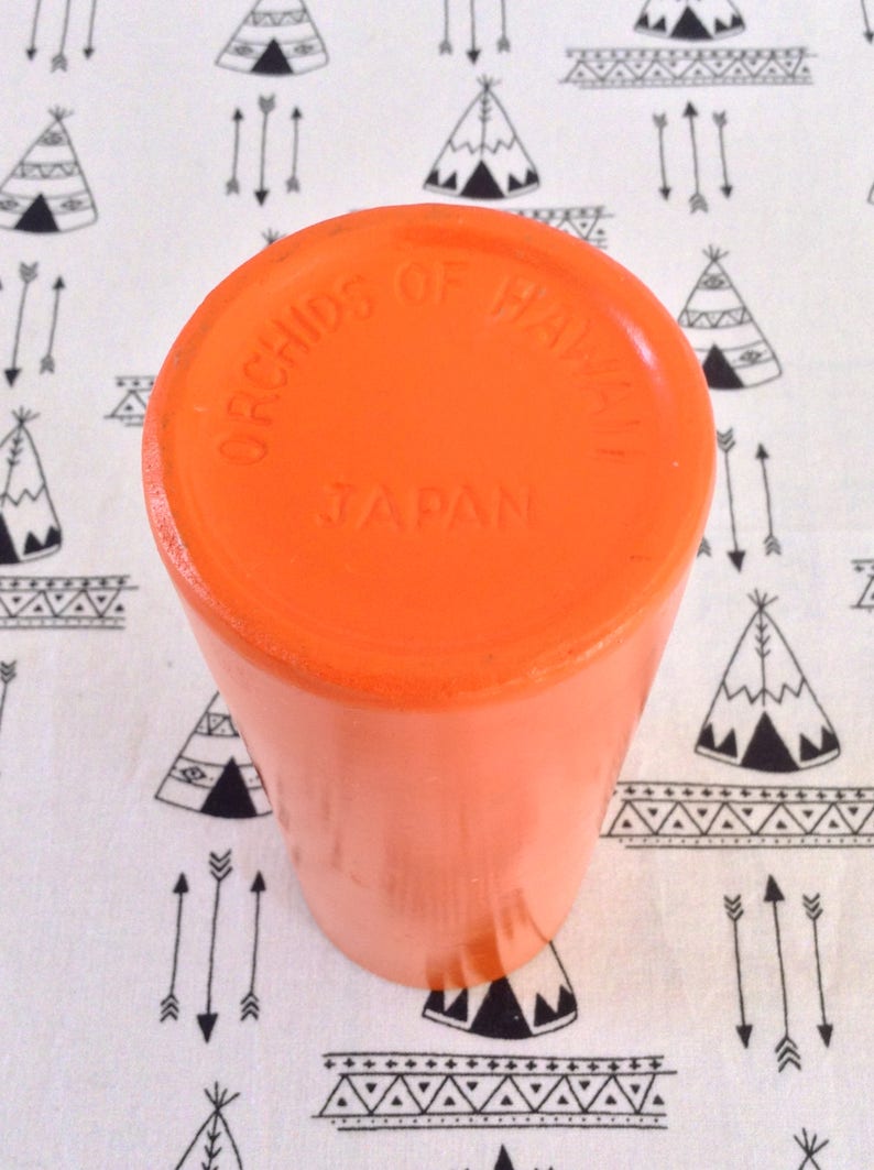 Orange Orchid~Orchid of Hawaii~Orange~Ceramic~Cup~Luau~Tiki~Vintage~Japan~B8