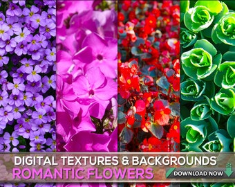 100 FLOWER TEXTURES & BACKGROUNDS - Flower Photoshop Overlays, Backgrounds, Textures and Patterns, Digital Background, Digital Backdrop