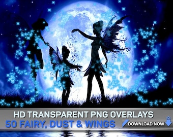 50 FAIRY TRANSPARENT PNG Photoshop Overlays, Magic Fairy Dust Overlays, Fairy Wings Overlays, Fairy Png Digital Background, Digital Backdrop