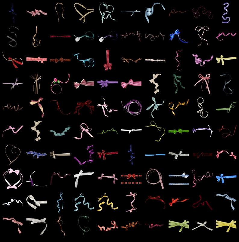 1000 Ribbon PNG Overlays: Transparent Photo Effects (digital Download ...