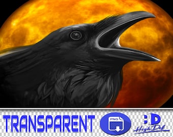 50 Crow PNG Overlays: Transparent Raven Graphics (Digital Download)