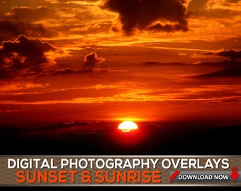 60 SUNSET SKY OVERLAYS - Sunrise and Sunset Photoshop Overlays, Backgrounds, Wedding Photography Backgrounds Digital Collection