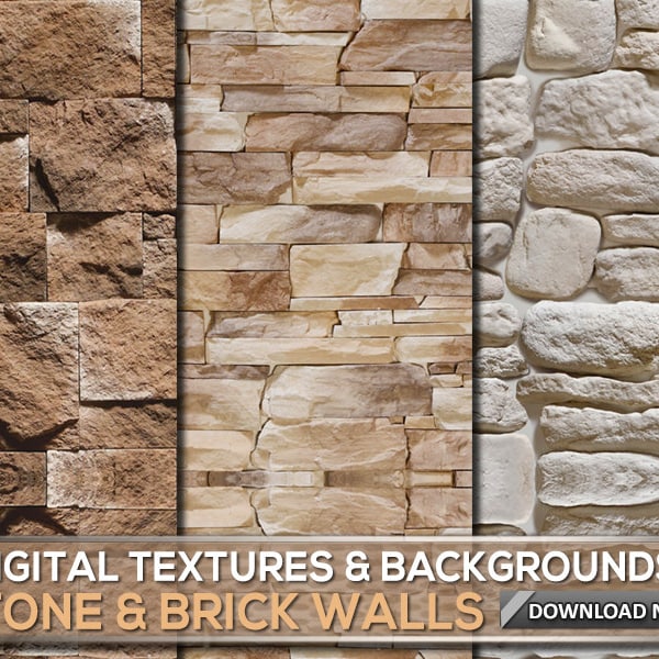 60 BRICK, STONE TEXTURES & Backgrounds - Brick and Stone Photoshop Overlay, Stone Background, Stone Textures, Digital Background