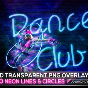 100 NEON TRANSPARENT PNG Lines, Circles, Light Rays Photoshop Overlays, Color Effect Transparent Png - Neon Line, Circle Color Light Effect