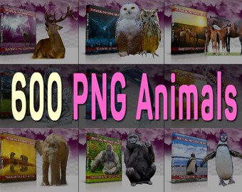 600 Transparent Animal PNG Overlays: Forest, Zoo, Farm Animals (Photoshop)