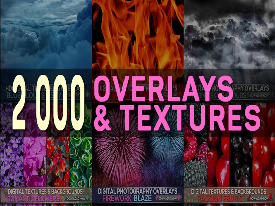 2000 Photoshop Overlays & Textures: Sky, Firework, Flowers (digital ...