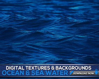 60 Sea Water Textures & Backgrounds - Ocean And Sea Water Photoshop Overlays, Textures And Patterns, Digital Background, Digital Backdrop
