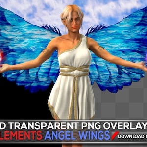 ANGEL WINGS TRANSPARENT Png Photoshop Overlays + Bonus Dark Png Wings  - Earth, Water, Air, Fire Wings, Digital Background, Digital Backdrop