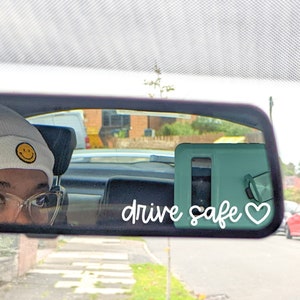 Drive Safe | Heart | Car Mirror Decal | Rearview Mirror Decal | Vinyl Decal | Mirror Decal | Mirror Sticker