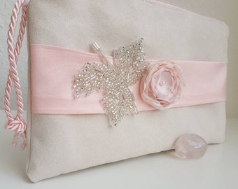 Clutch blush rosa vintage Perlen Brauttasche Boho