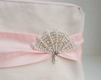 Clutch rosa blush vintage Perlen Boho Brauttasche