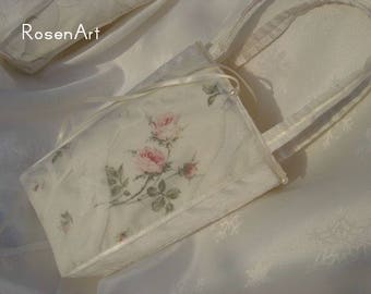 Brauttasche ivory elfenbein Unikat Rosen Hochzeitstasche Spitze couture Design Nachtigal Märchen Brautkleid nude boho