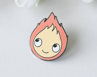 Calcifer enamel pin from Howl's moving castle - Ghibli, Miyazaki, kawaii, pins, brooch, cute, geek, Hauru
