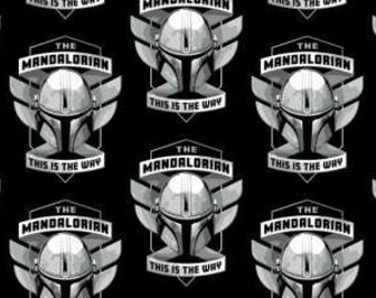 The Mandalorian Fabric Star Wars Fabric Helmet Black Fabric Camelot Fabrics Disney Sewing Star Wars Sewing Quilt Fabric