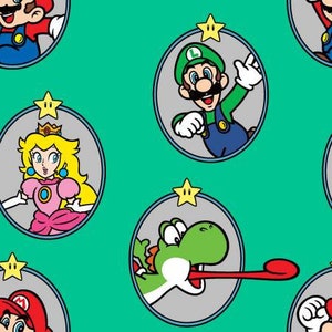 Super Mario Brothers Fabric Mario Badge Nintendo Fabrics Gamer Quilt Fabric Video Game Mask Fabric Princess Peach Fabric Cotton Quilt Fabric