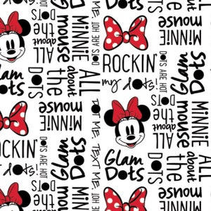 Minnie Mouse Fabric Disney All About the Dots in White Minnie Fabric Dreaming of Dots Camelot Fabric Disney Quilt Fabric Disney image 1