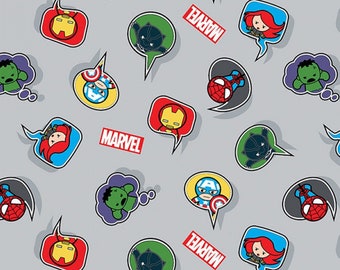 Marvel Fabric Kawaii Speech Bubbles Marvel Fabric Superhero Fabric Marvel Quilt Black Panther Hulk Boy Quilt Fabric Ironman Captain America