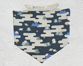 Mountains Camping Dog Bandana Great Outdoors Reversible Gray Navy Blue Pet Accessories Pet Gift Small