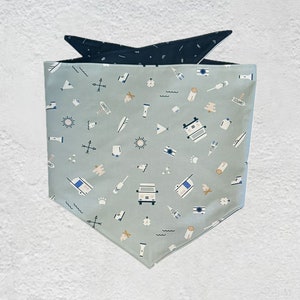 Light Blue Camping Dog Bandana Teal Blue Outdoors RV Reversible Pet Accessories Pet Gift Large