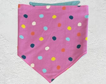 Hip Hot Pink Polka Dot Dog Bandana Pink Blue Yellow Reversible Pet Accessories Pet Gift Medium