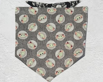 Star Wars Dog Bandana Baby Yoda Mandalorian Grogu Pet Accessories Pet Gift Reversible Black Rainbow Medium