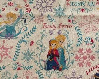 Frozen Disney Fabric: Anna & Elsa, Japanese Cotton Linen Canvas