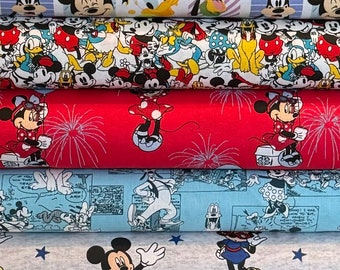 Mickey Mouse Fabric Bundle Mickey and Friends Fabric Disney Quilt Blue Star Wars Fat Quarters Half Yard Minnie Donald the Duck Goofy