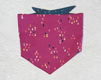 Cute Raspberry Pink Dog Bandana Birthday Party Hats Reversible Dark Teal Polka Dots Pet Accessories Pet Gift Small