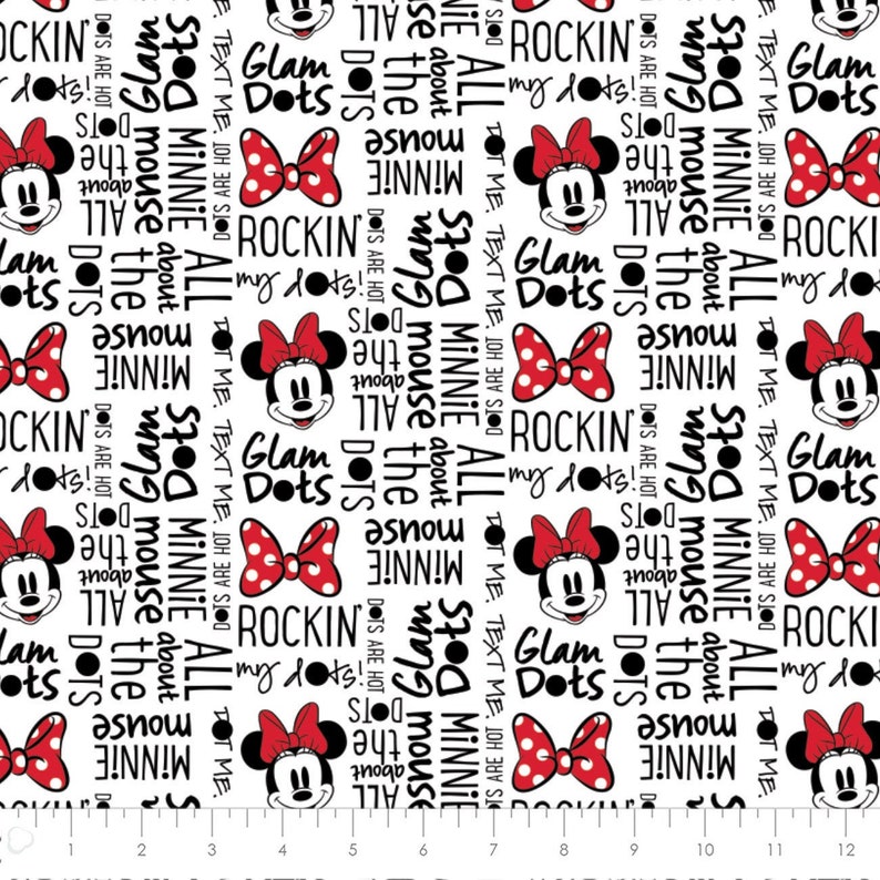 Minnie Mouse Fabric Disney All About the Dots in White Minnie Fabric Dreaming of Dots Camelot Fabric Disney Quilt Fabric Disney image 1