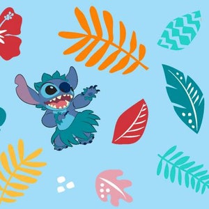 Disney Stitch and Hula Fabric Disney Quilt Fabric Lilo and Stitch Fabric Hawaiian Design Disney Mask Fabric Aulani Fabric