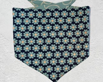 Hip Daisy Dog Bandana Aqua and Navy Blue Reversible Pet Accessories Pet Gift Medium