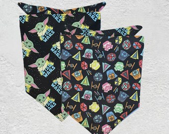 Star Wars Dog Bandana Pet Accessories Pet Gift Helmets Reversible Black Rainbow Baby Yoda Mandalorian Grogu