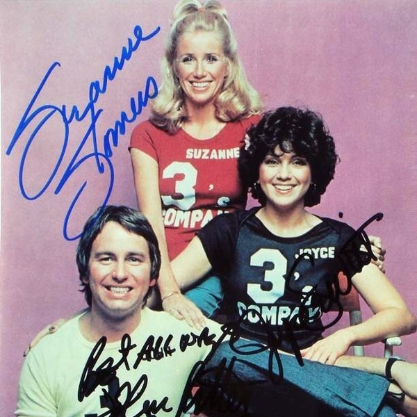 Three's Company Cast Signed Photo X3 - John Ritter, Susan Somers, Joyce Dewitt - W/COA