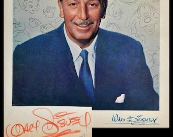 ディズニー直筆サイン入り写真 ウォルト・ディズニー ミッキーマウス3コマ漫画 原画 1961年