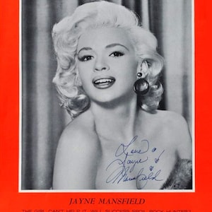 Foto firmada por Jayne Mansfield - Conejita de Playboy - Rita Marlowe con certificado de autenticidad
