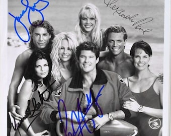 Baywatch Cast Signed Photo X4 – David Hasselhoff, Alexandra Paul + W/COA