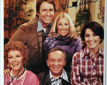 THREES COMPANY Cast Signed Photo X3 John Ritter, Susan Somers, Joyce