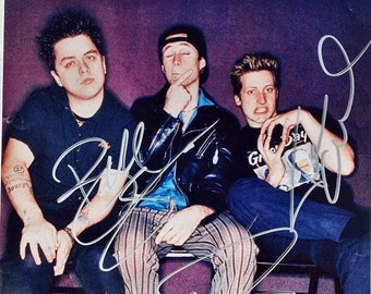 Green Day Signed Photo X3 – Billie Joe Armstrong, Tre Cool, Mike Dirnt W/COA